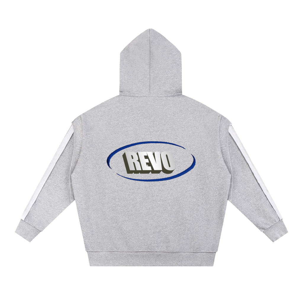 Contrast Tape Raw Edge Double Layered Zip Hoodie