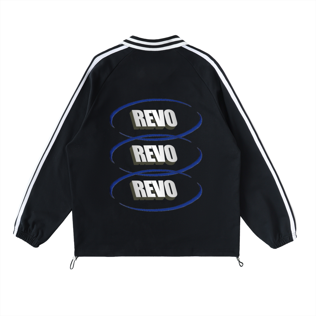 Contrast Striped Lapel Collar Sweatshirt
