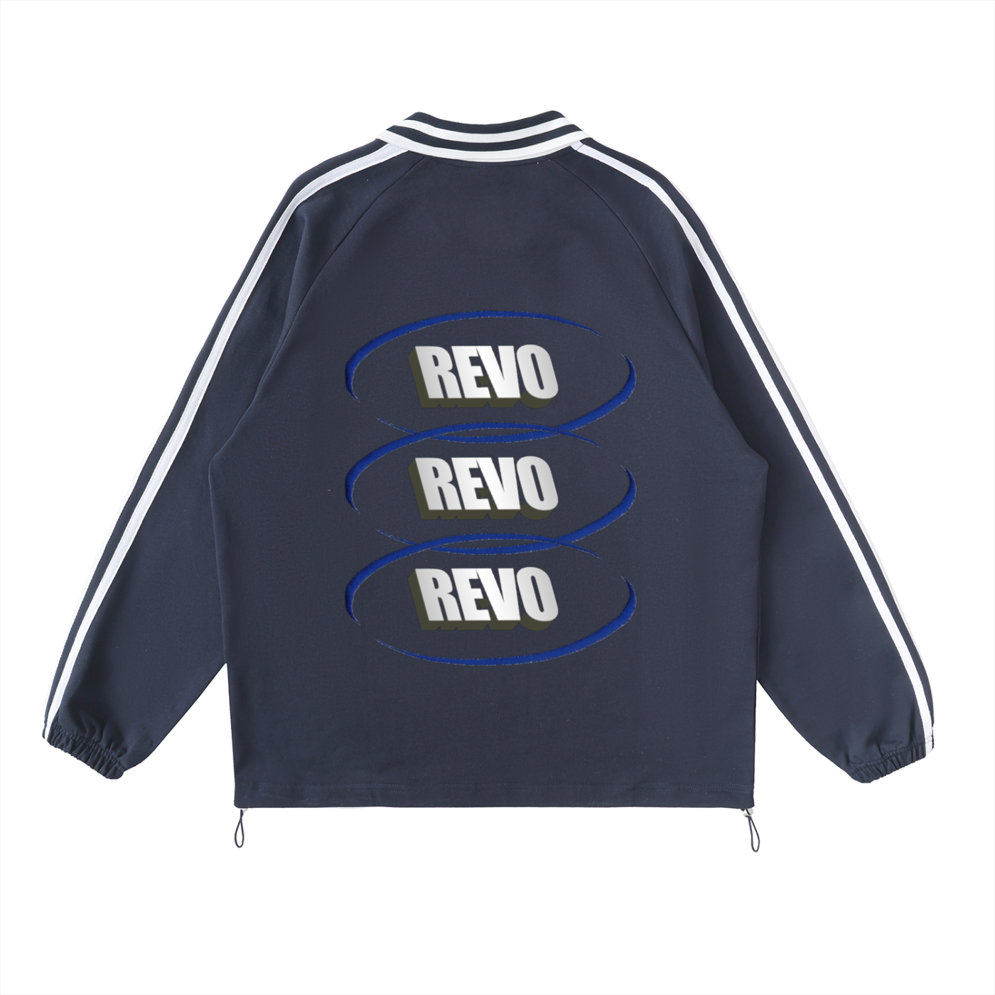 Contrast Striped Lapel Collar Sweatshirt