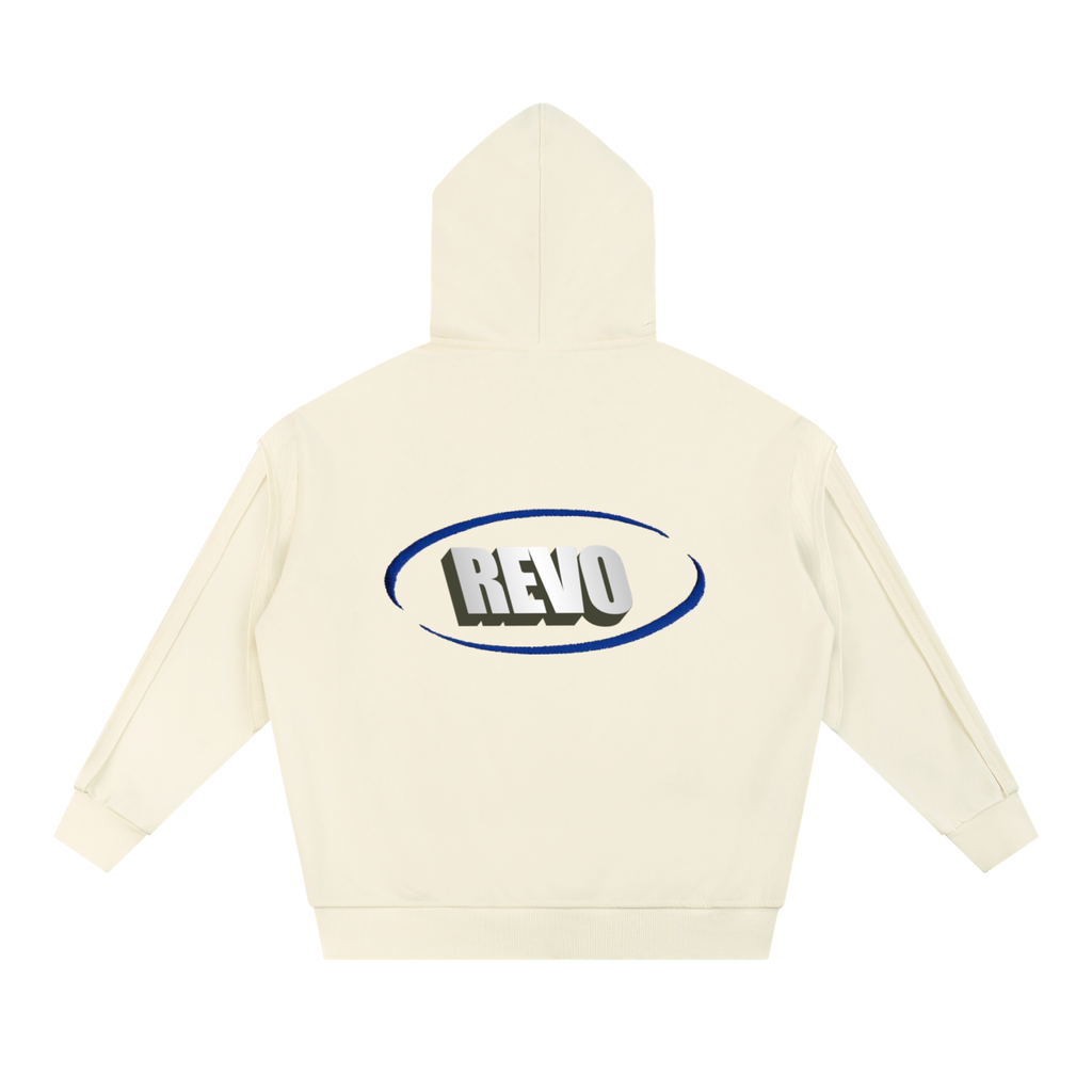 Contrast Tape Raw Edge Double Layered Zip Hoodie