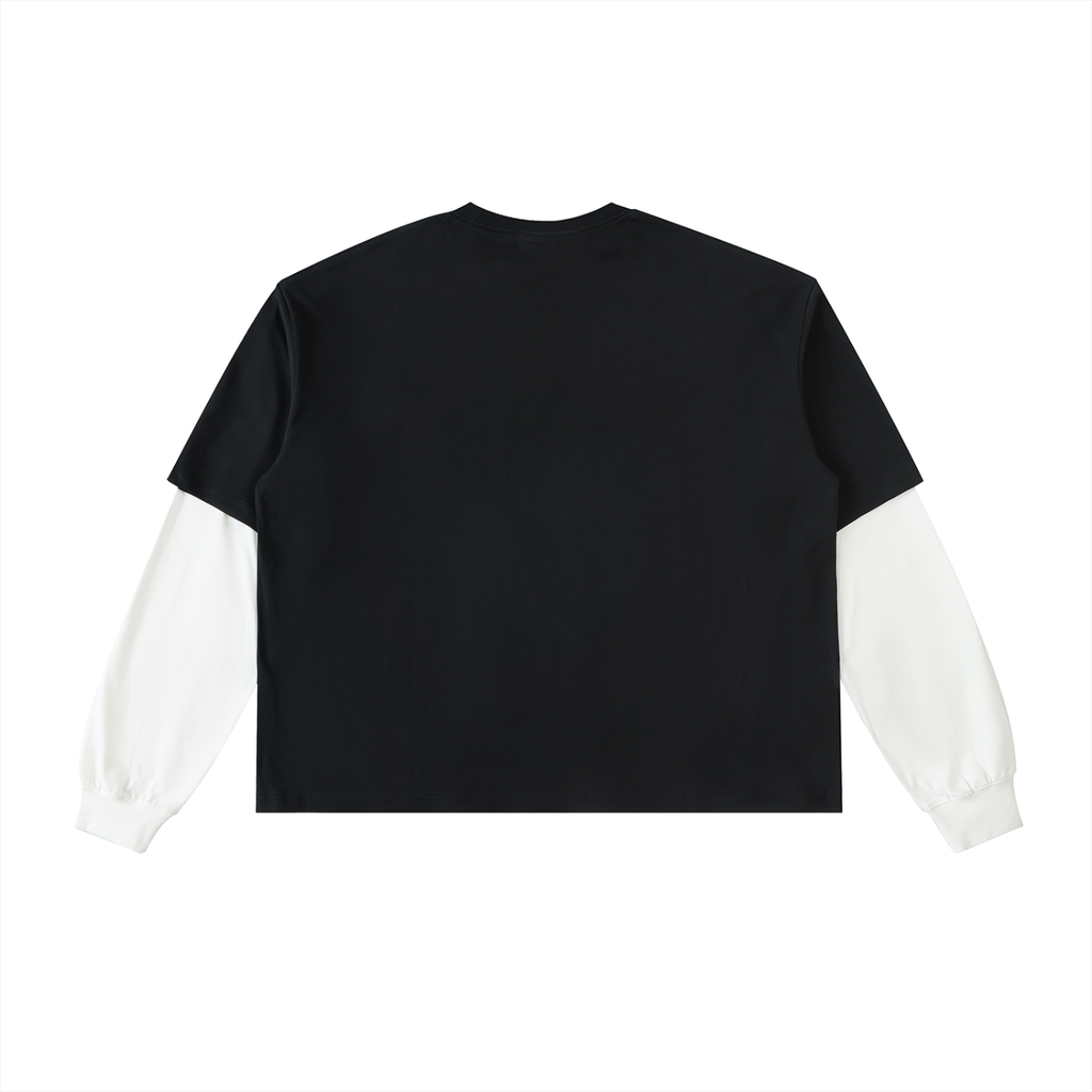 Double Layer Contrast Baseball Long Sleeve T-Shirt
