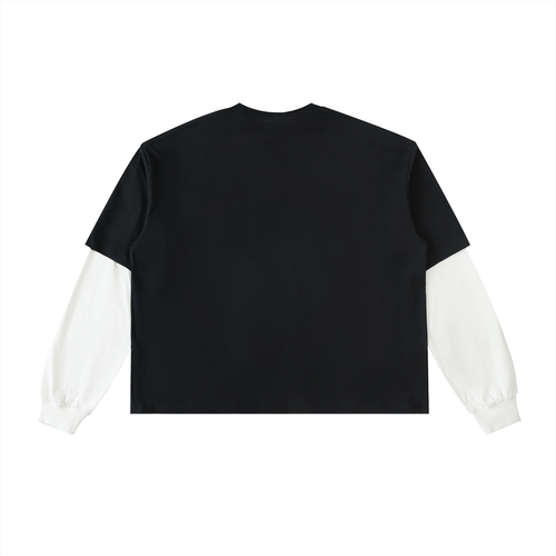 Double Layer Contrast Baseball Long Sleeve T-Shirt