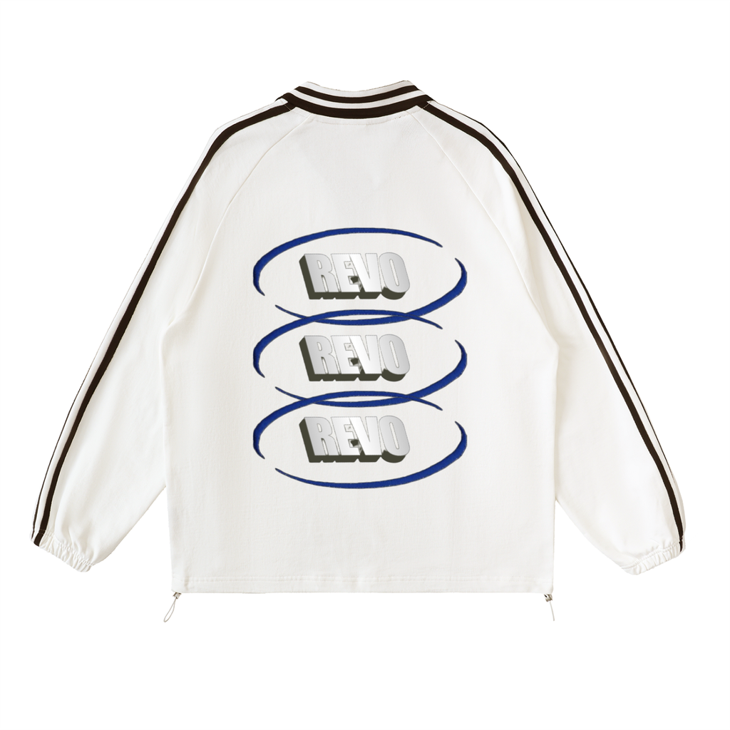 Contrast Striped Lapel Collar Sweatshirt