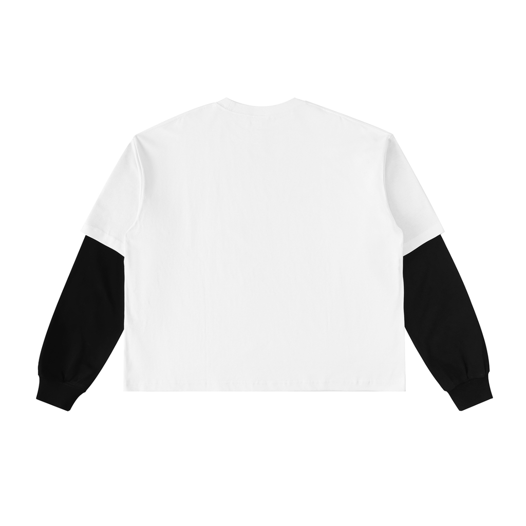 Double Layer Contrast Baseball Long Sleeve T-Shirt